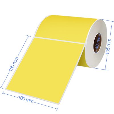 100x150mm Yellow Direct thermal, 350 per roll, 25 core, peforated