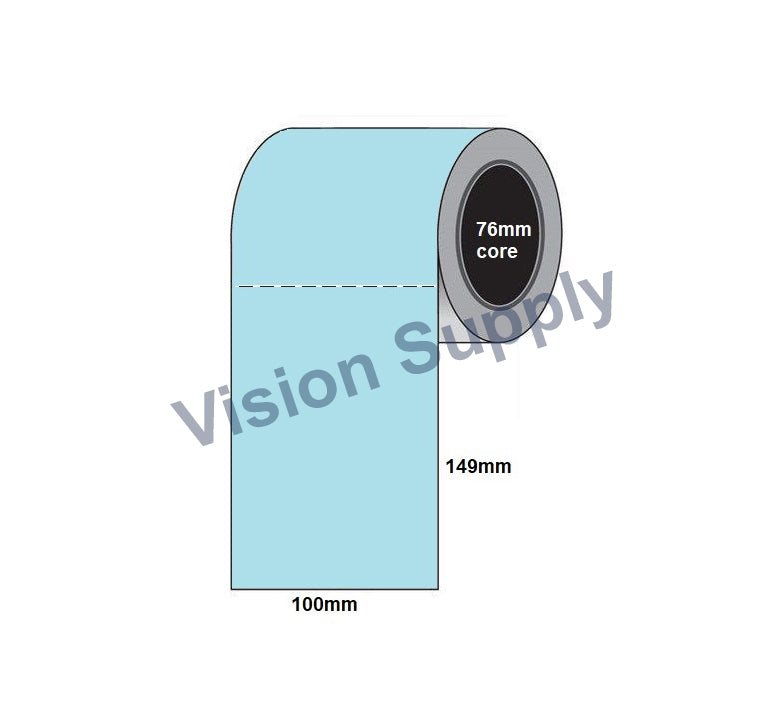 100x150mm Glass synthetic Thermal transfer, White, Removable adhesive, 1000 per roll, 76 core