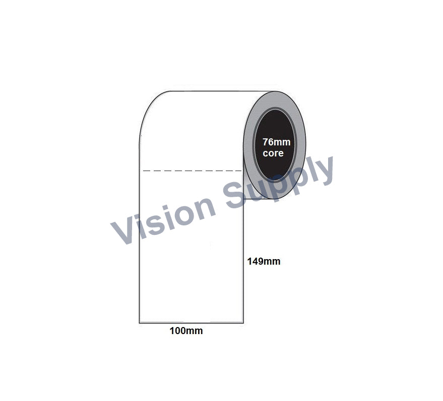 100x150mm Glass synthetic Thermal transfer, sky blue, Removable adhesive 1000 per roll. 76 core