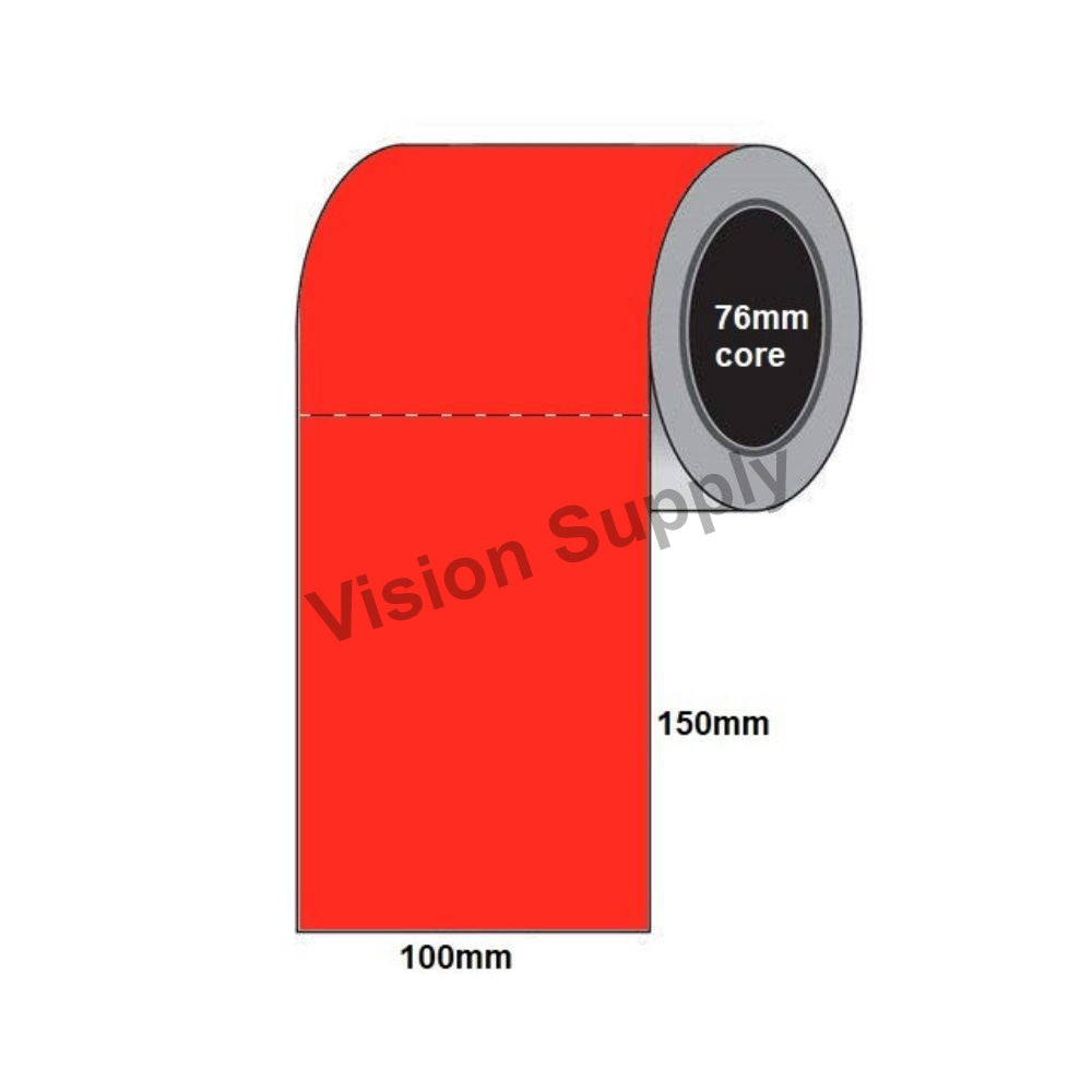 100x150mm Thermal transfer Luminous red, 1000 per roll, 76 core, peforated