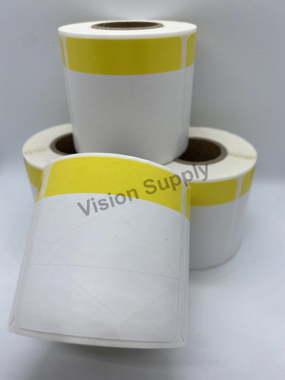 50x50mm Direct thermal markdown slit cut, yellow white, 250 per roll, 25 core (50 roll/ctn)