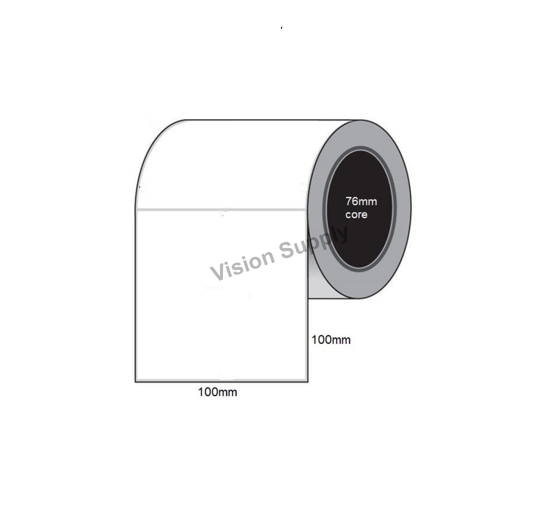 100x100mm Direct thermal, 1000 per roll, 76 core, perforated