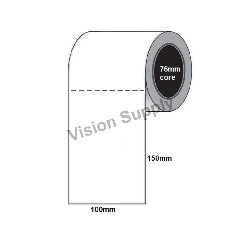 100x150mm Direct thermal, 1000 per roll, 76 core, peforated