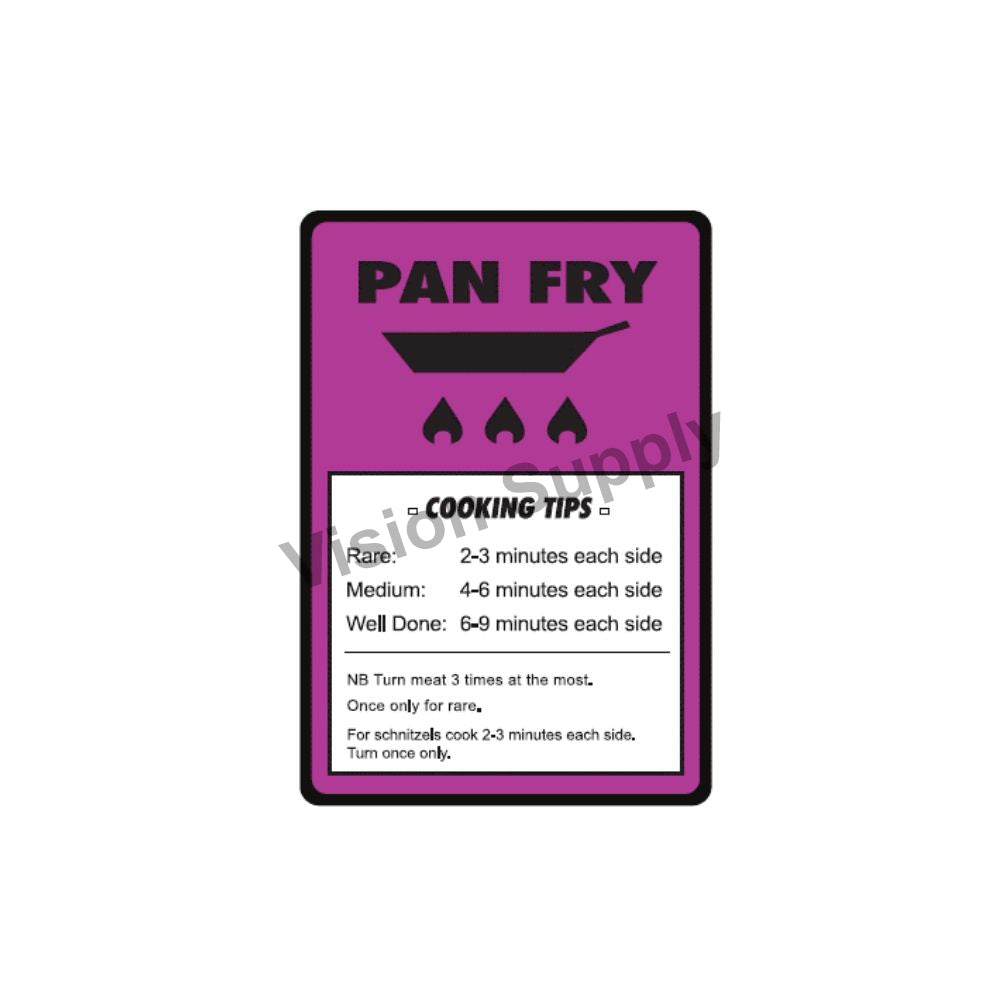 65x45mm Meat label pan fry cooking tips, 500 per roll