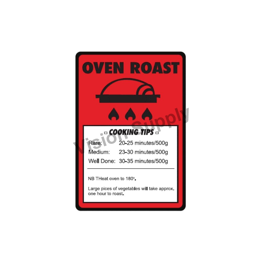 65x45mm Meat label oven roast cooking tips, 500 per roll