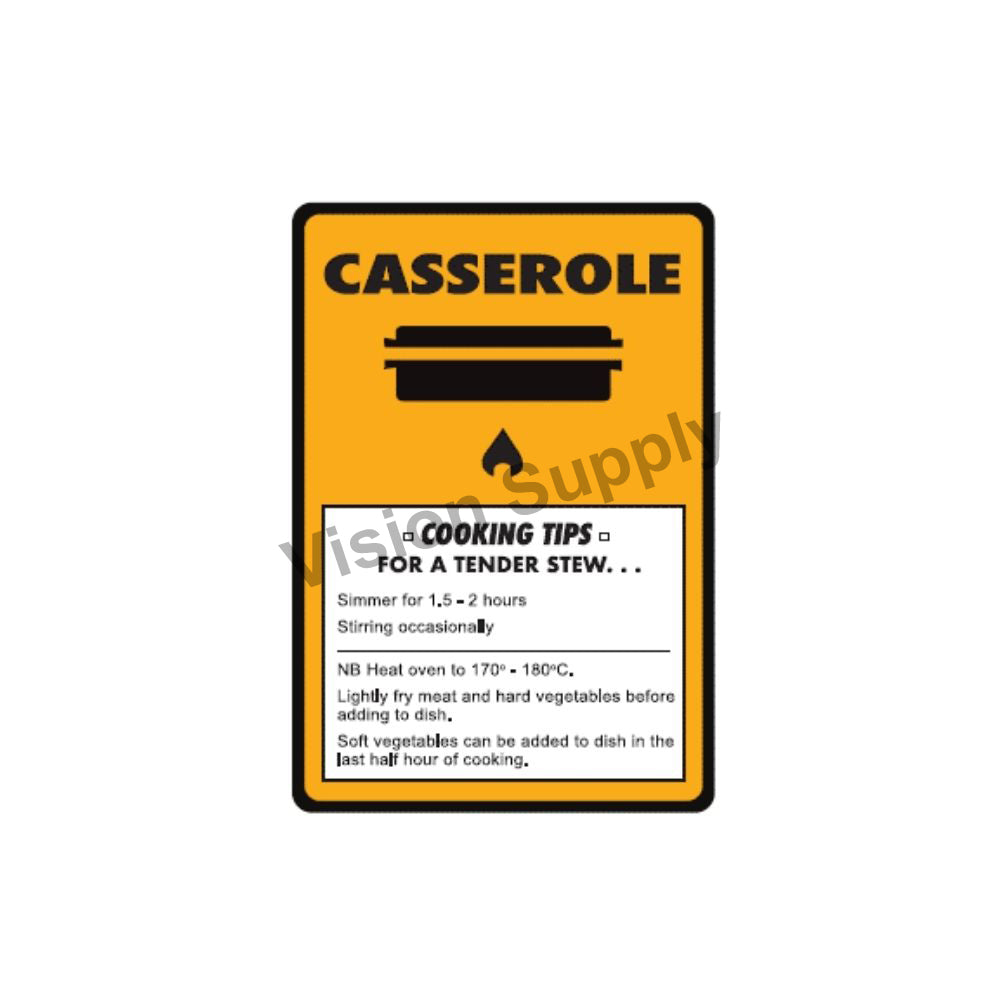 65x45mm Meat label casserole cooking tips, 500 per roll