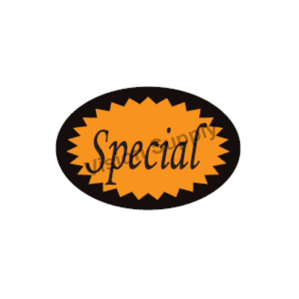 65x40mm Meat label starburst orange, 1000 per roll