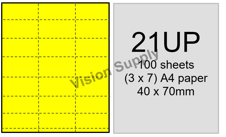 21 UP Peforated shelf ticket Yellow, 3x4, 100 sheets