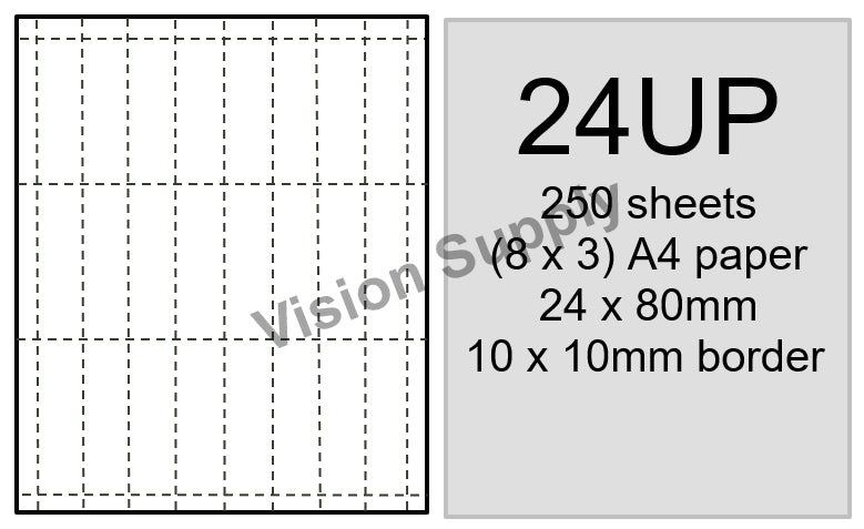 24 UP Perforated shelf talker White, 8x3, 250 sheets