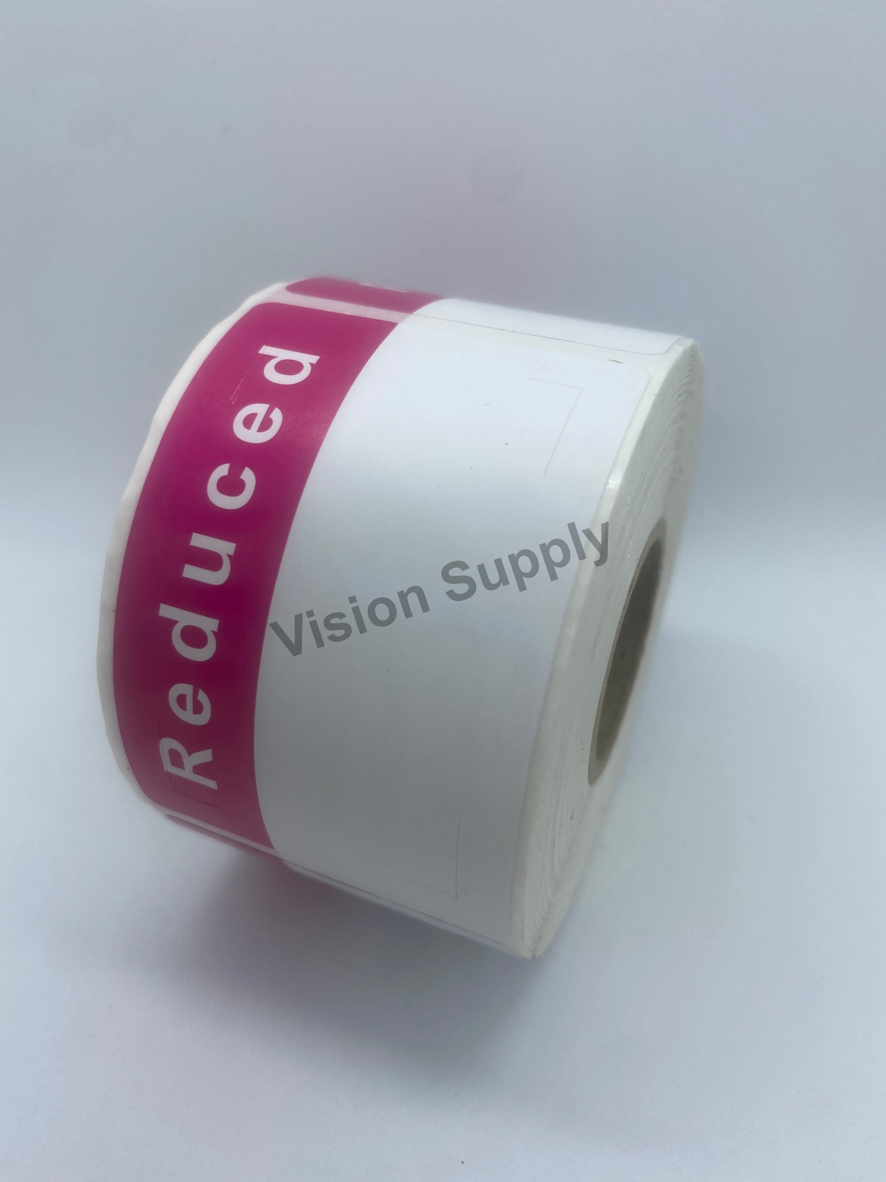 60x40mm Mark down Reduce slit cut labels Pink/White, 250 per roll, 25 core (50 roll/ctn)