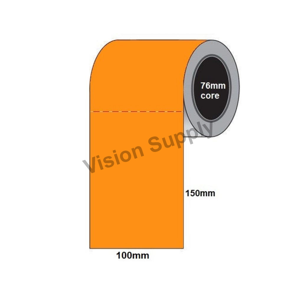 100x150mm Orange Direct thermal, 1000 per roll, 76 core, perforated