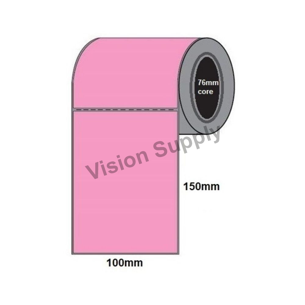 100x150mm Pink Direct thermal, 1000 per roll, 76 core, perforated