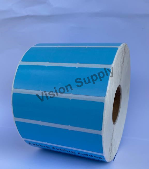 Thermal 3 across POS Label-Blue, 7500 per roll, (2 roll/ctn)