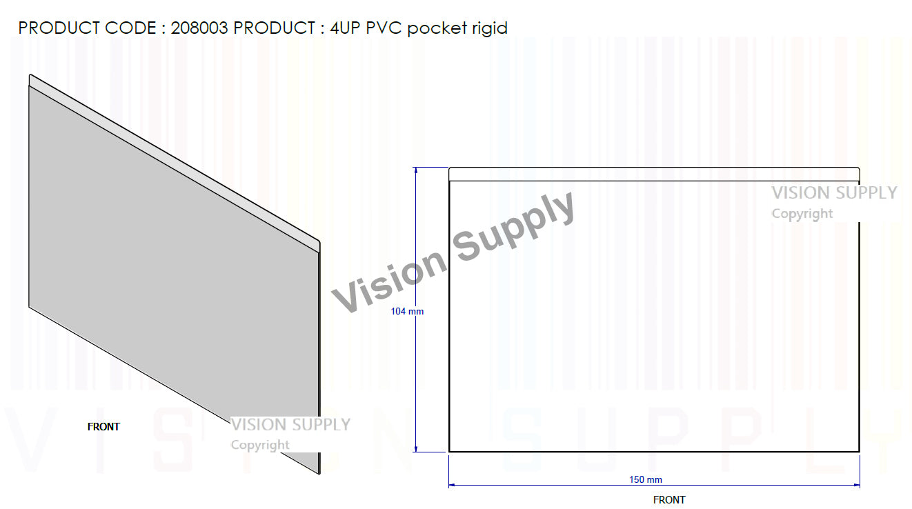 4UP Rigid, PVC Pocket, 50pcs/ctn