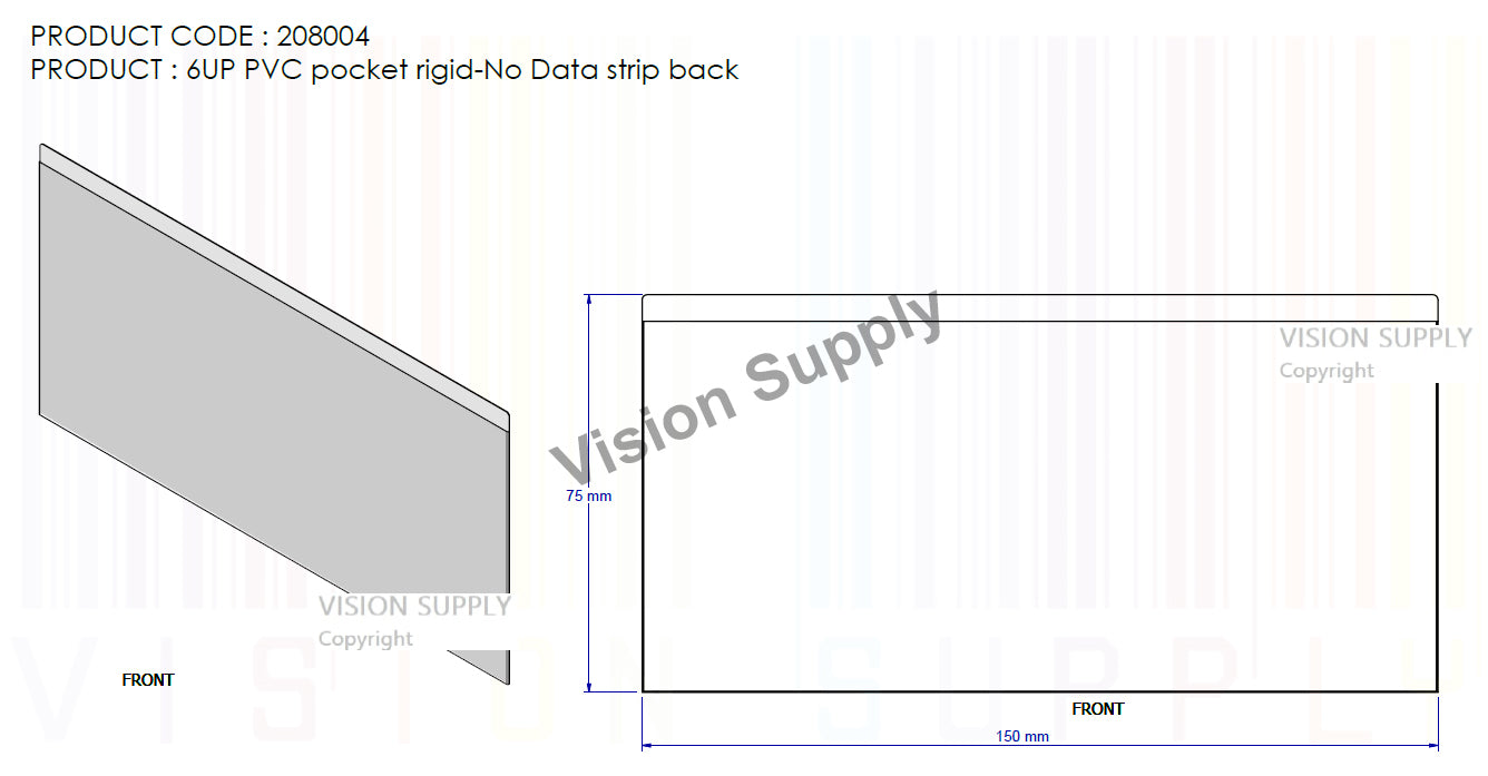 6UP Rigid, PVC Pocket, 50pcs/ctn