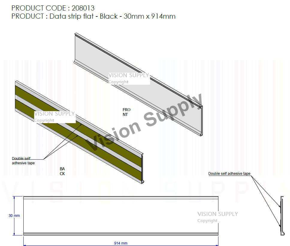 30x914mm, Data Strip Clear, 100pcs/ctn