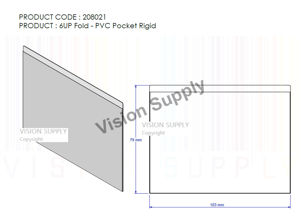 6UP Fold Rigid, PVC Pocket 50pcs/ctn