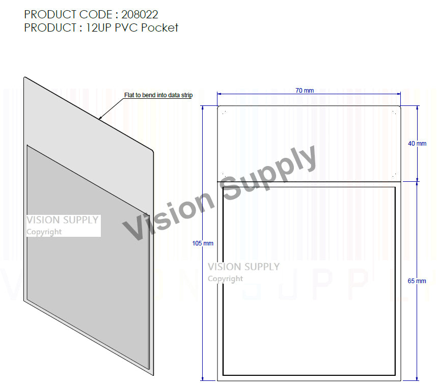 12UP, PVC Pocket with flap, 100pcs/ctn