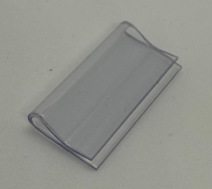 Shelf clips PVC, clear, 1000pcs/ctn