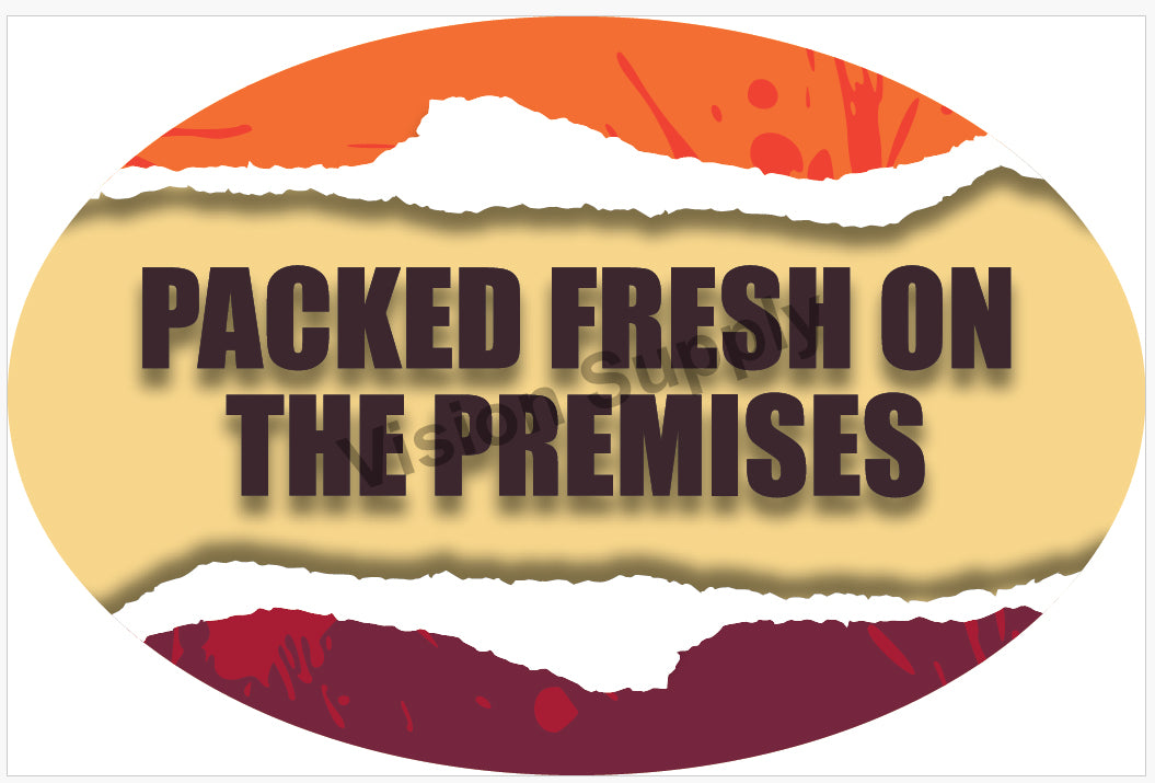 60x40mm Meat label Packed Fresh on Premises, 500 per roll, 25 core