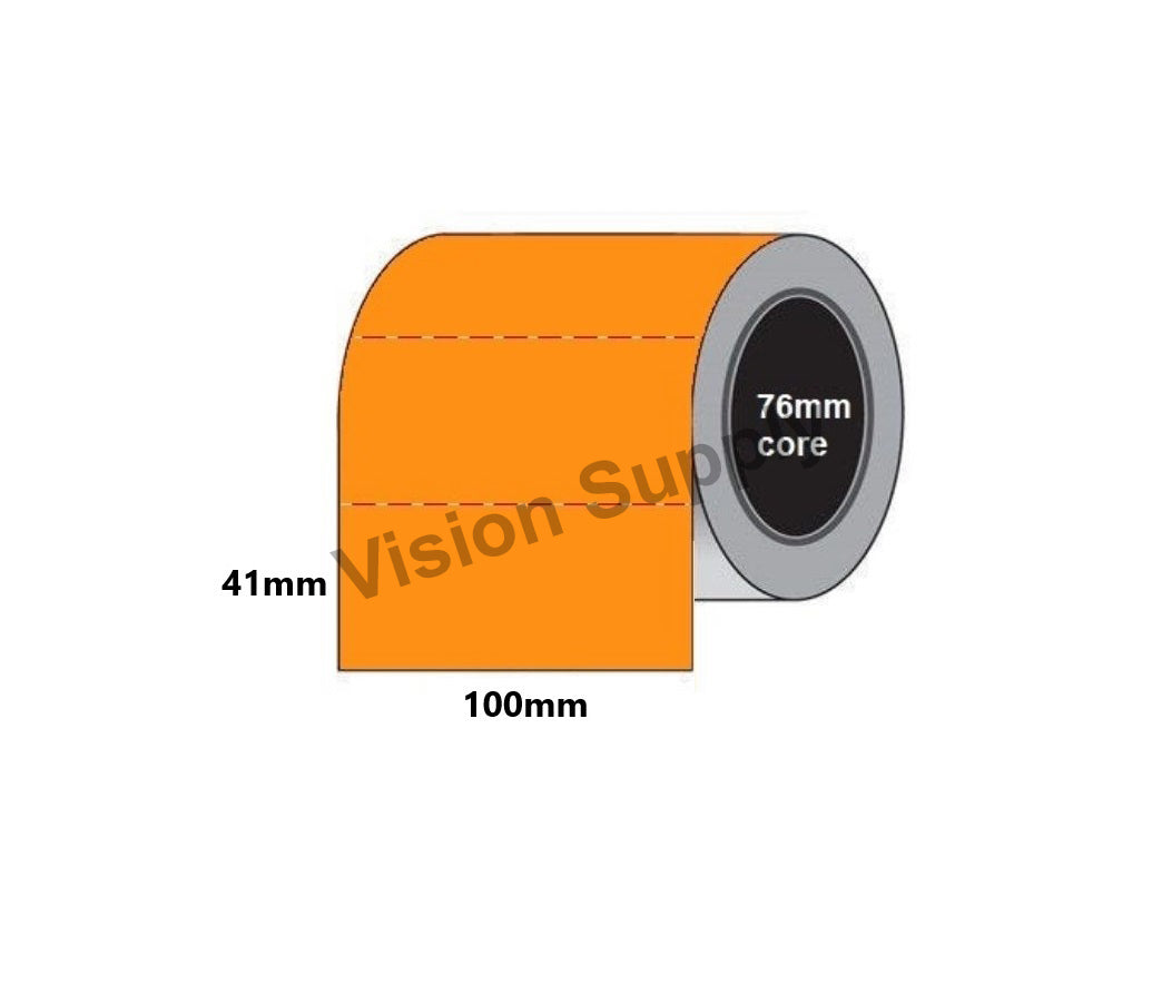 100x40mm Thermal Transfer Fluoroscent Orange Matt, 1000 per roll, 76 core