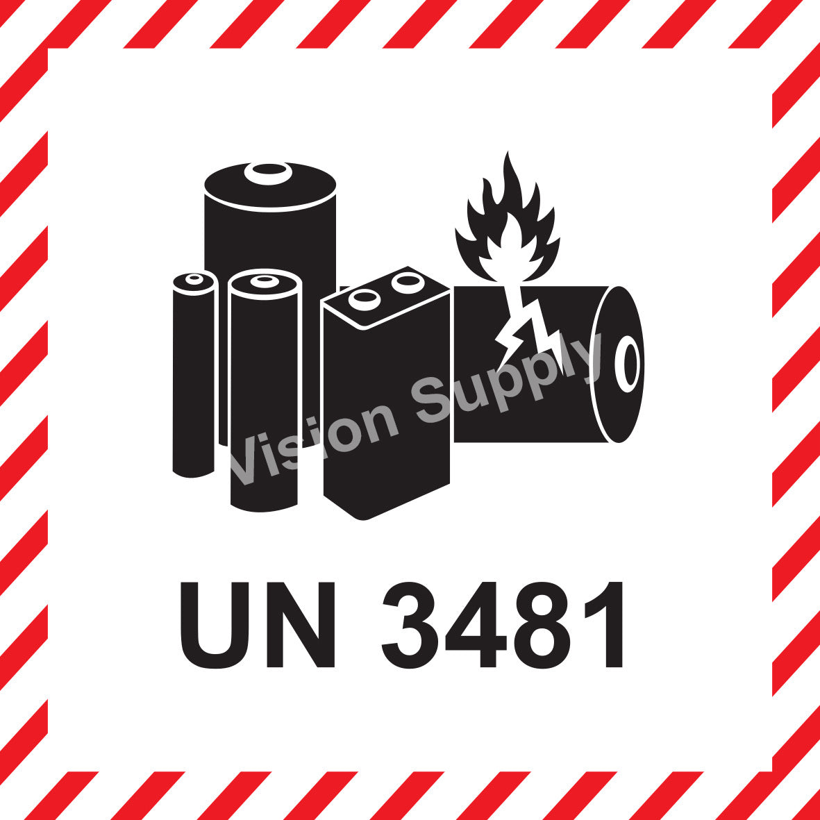 100x100mm Lithium Battery Label UN3481 250 per roll, 40core