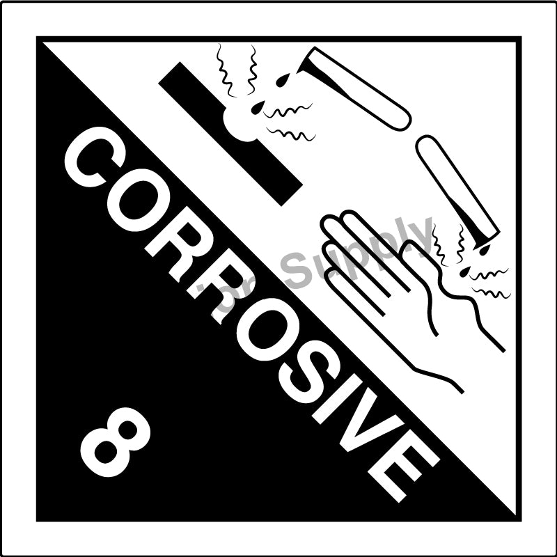 100x100mm Dangerous Goods Corrosive Class 2, 250 per roll, 40 core