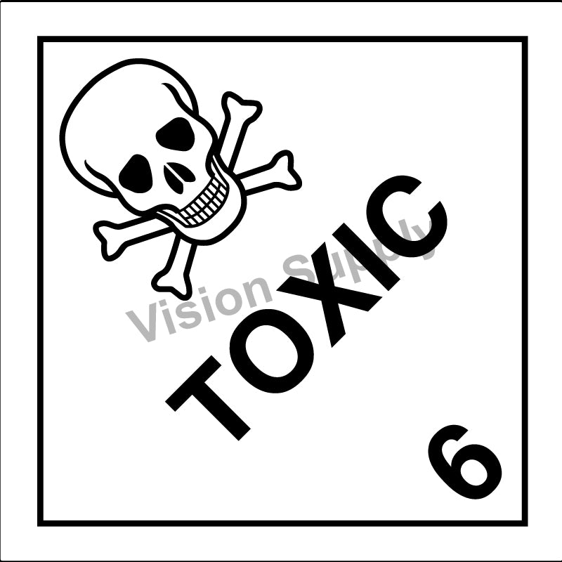 100x100mm Dangerous Goods Toxic Class 6, 250 per roll, 40 core
