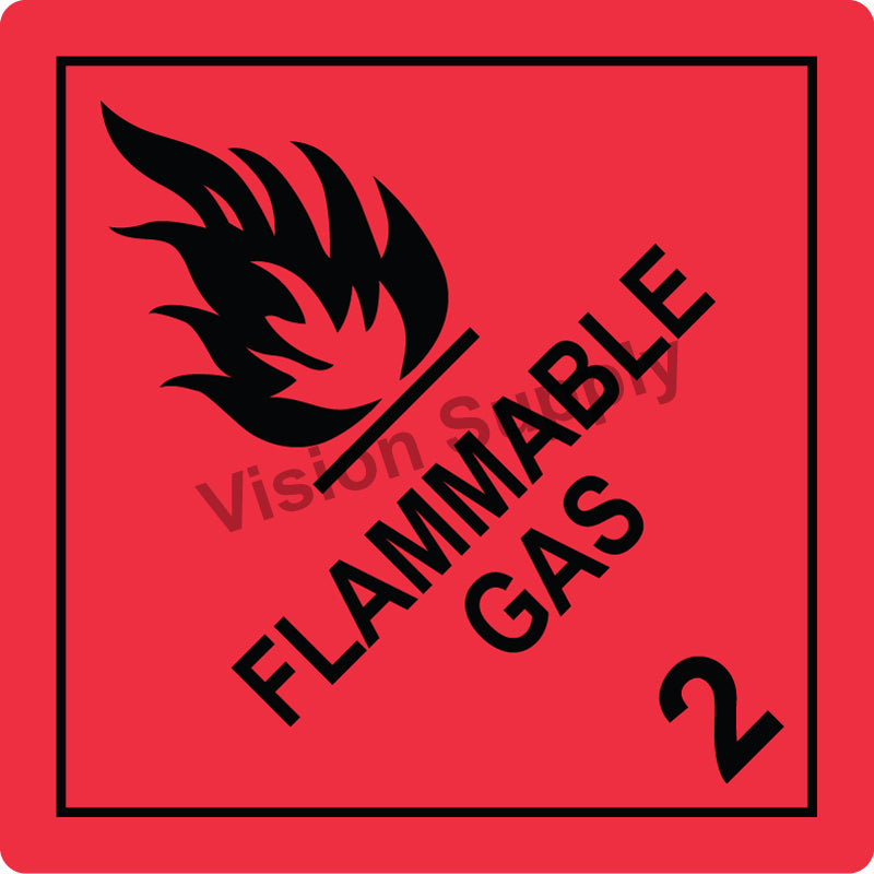 50x50mm Dangerous Goods Flammable Gas Class 2, 250 per roll, 40 core