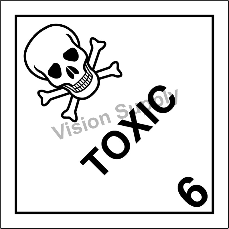 50x50mm Dangerous Goods Toxic Class 6, 250 per roll, 40 core