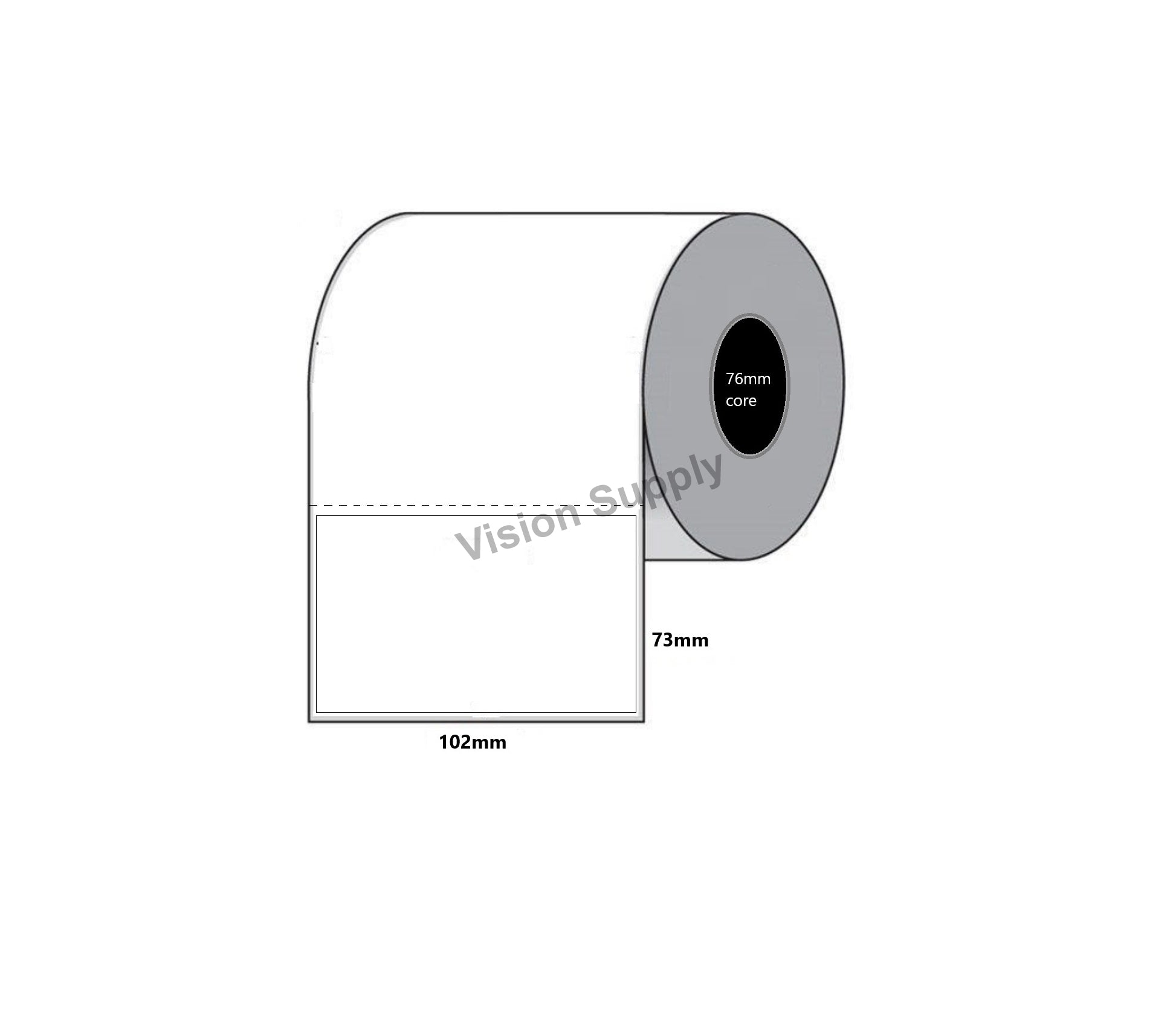 102x73mm Direct Thermal, 2000 per roll, 76 core, Perforated