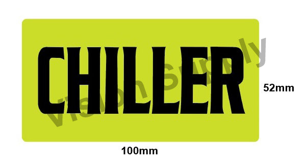 50x100, Direct thermal Chiller Fluoro yellow, 500 per roll, 40 core