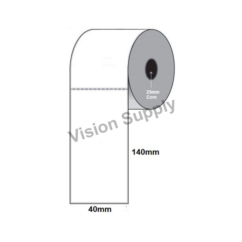 40x140mm Direct Thermal, 1000 per roll, 25 core, Perforated