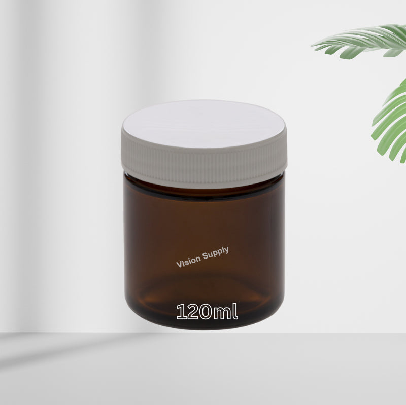 Amber Glass Cream Jar 120ML , 10 pcs