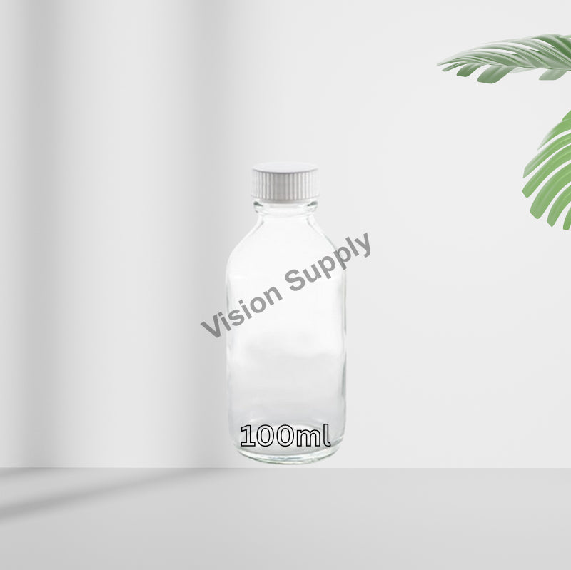 Clear Glass Round Bottle 100ML, 10pcs