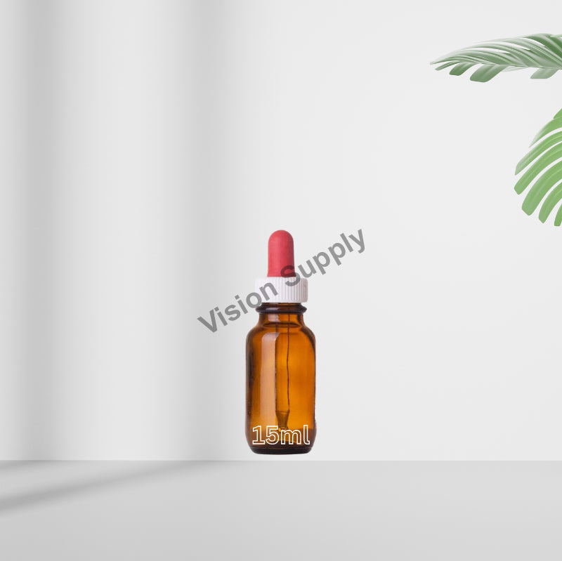 Amber Glass Round Bottle with Glass Dropper , 15ML, 10pcs