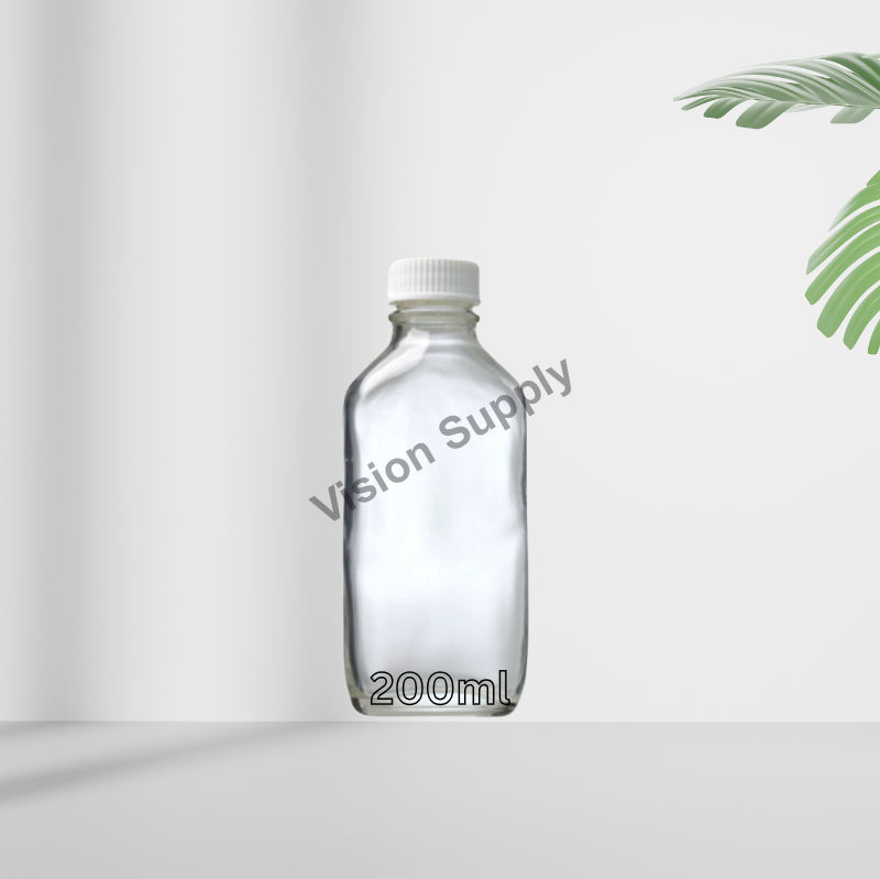 Clear Glass Flat Bottle 200ML, 10pcs