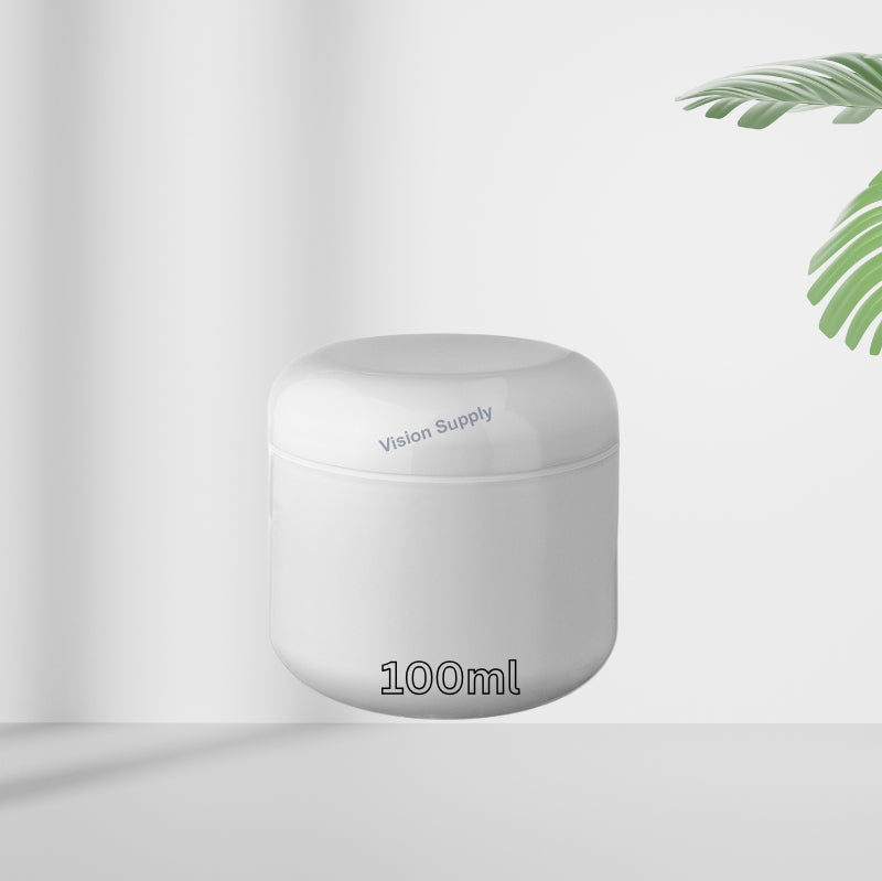 White Plastic Cosmetic Jar 100ML, 10pcs