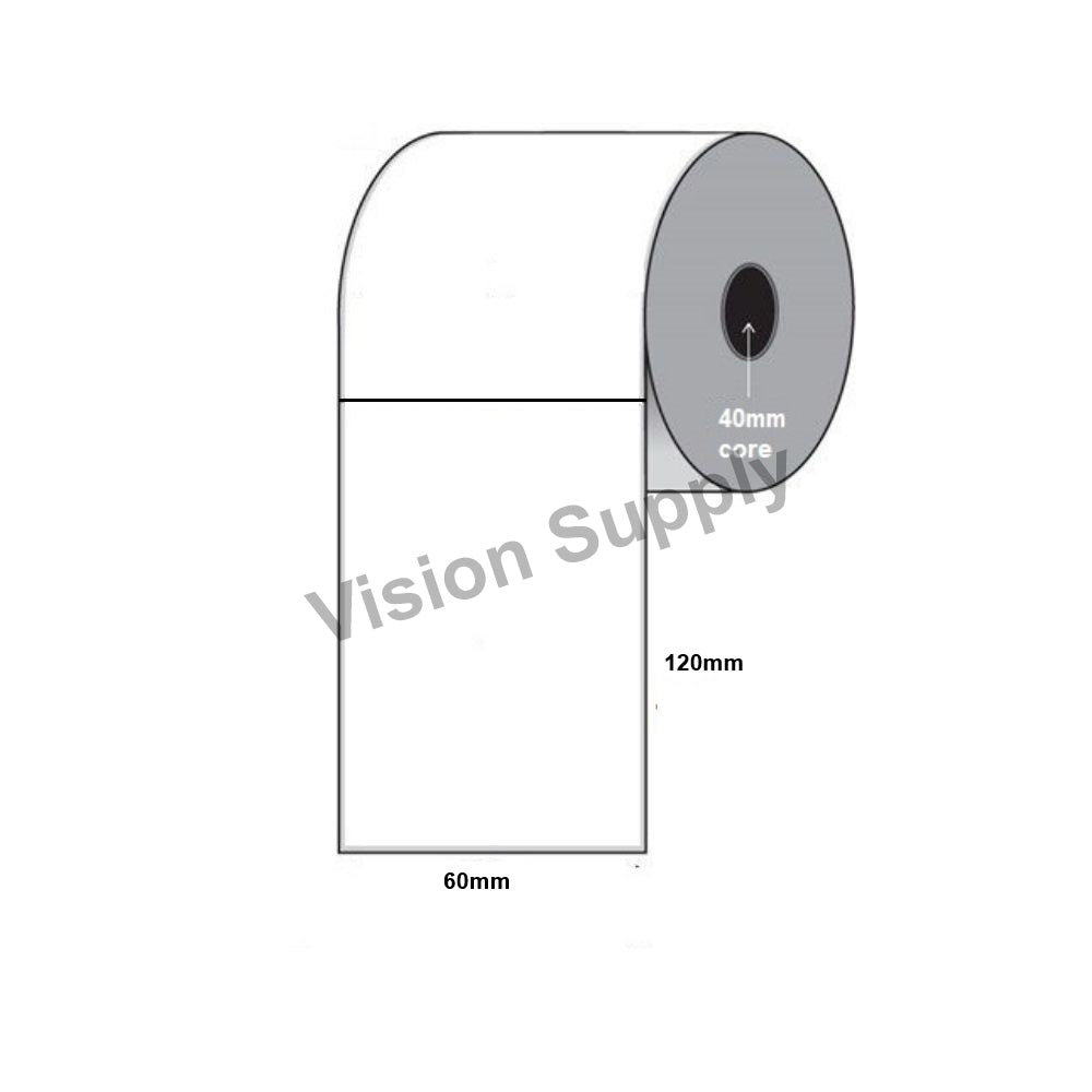 60x120mm Direct thermal, plain white, 350 per roll