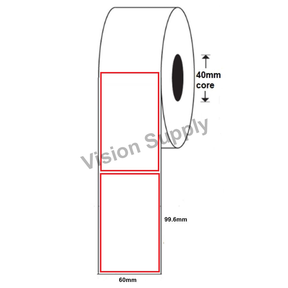 60x99.6mm Direct thermal Red Border, 400 per roll (25 roll/ctn)