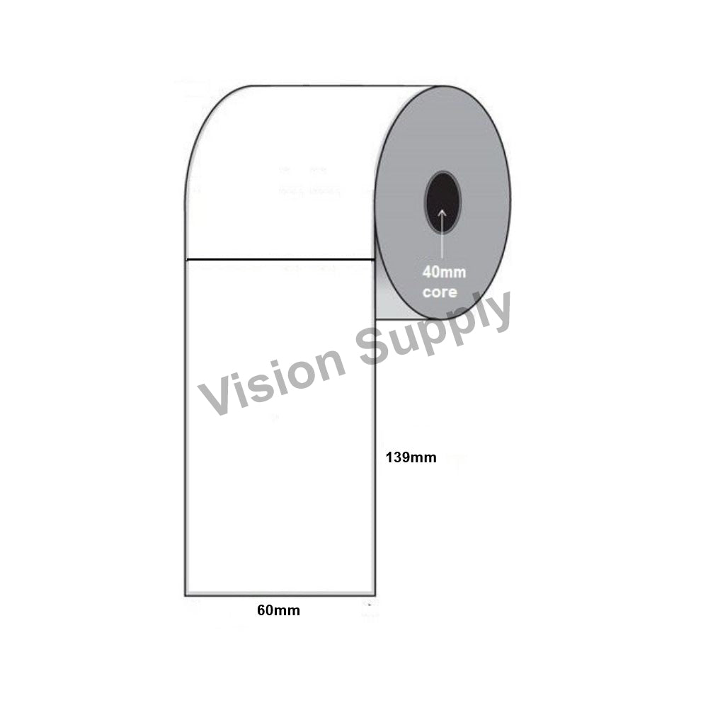 60x139mm Direct thermal, white blank bakery, 400 per roll (20 roll/ctn)