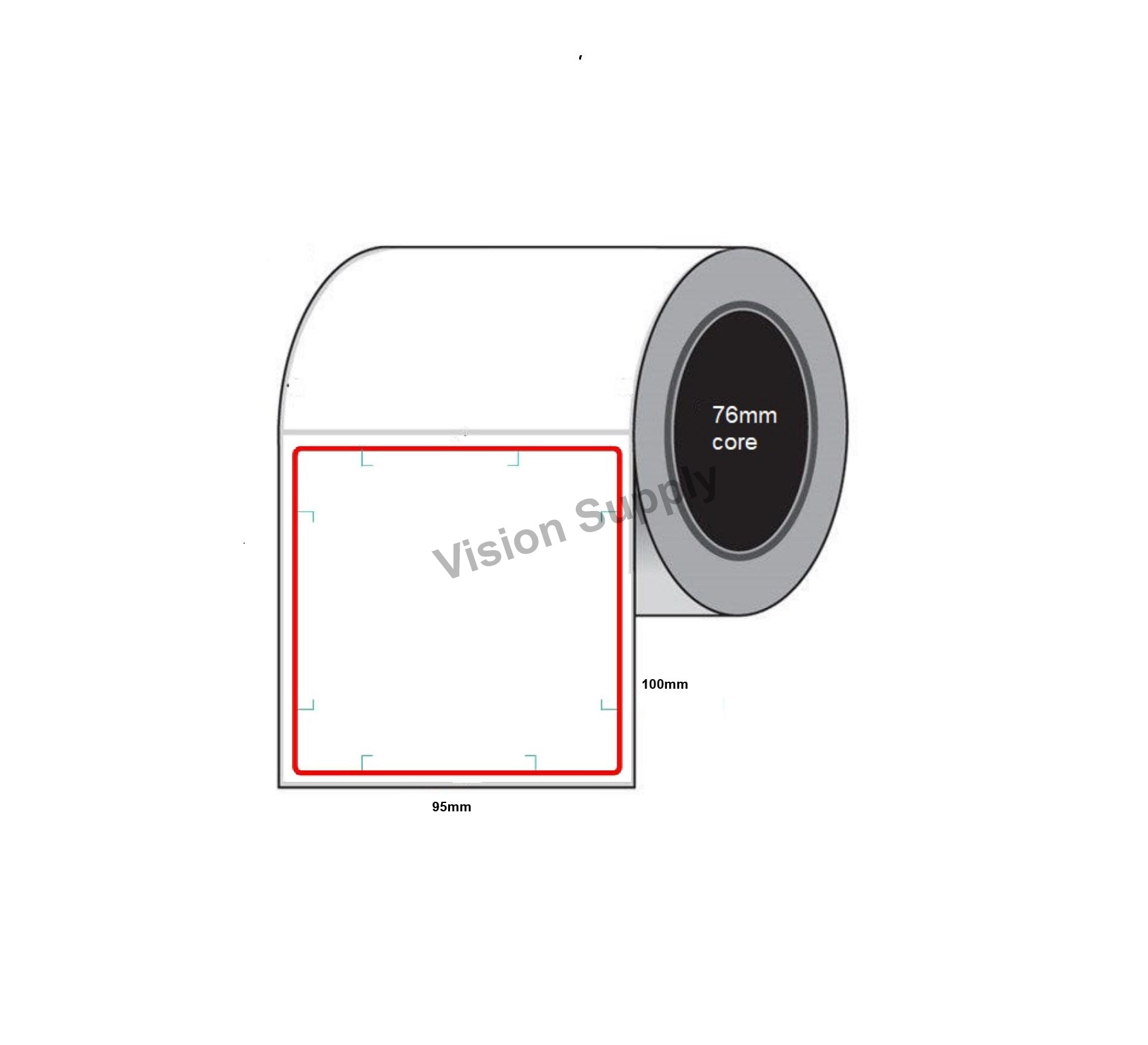 95x100mm Direct thermal, Red Border, 5600 per ctn, 76 core