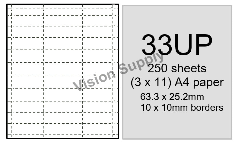 33UP Perforated shelf ticket White, 3x11, 250 sheets