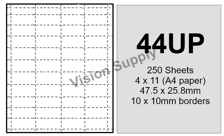 44UP Perforated shelf ticket White, 3x11, 250 sheets