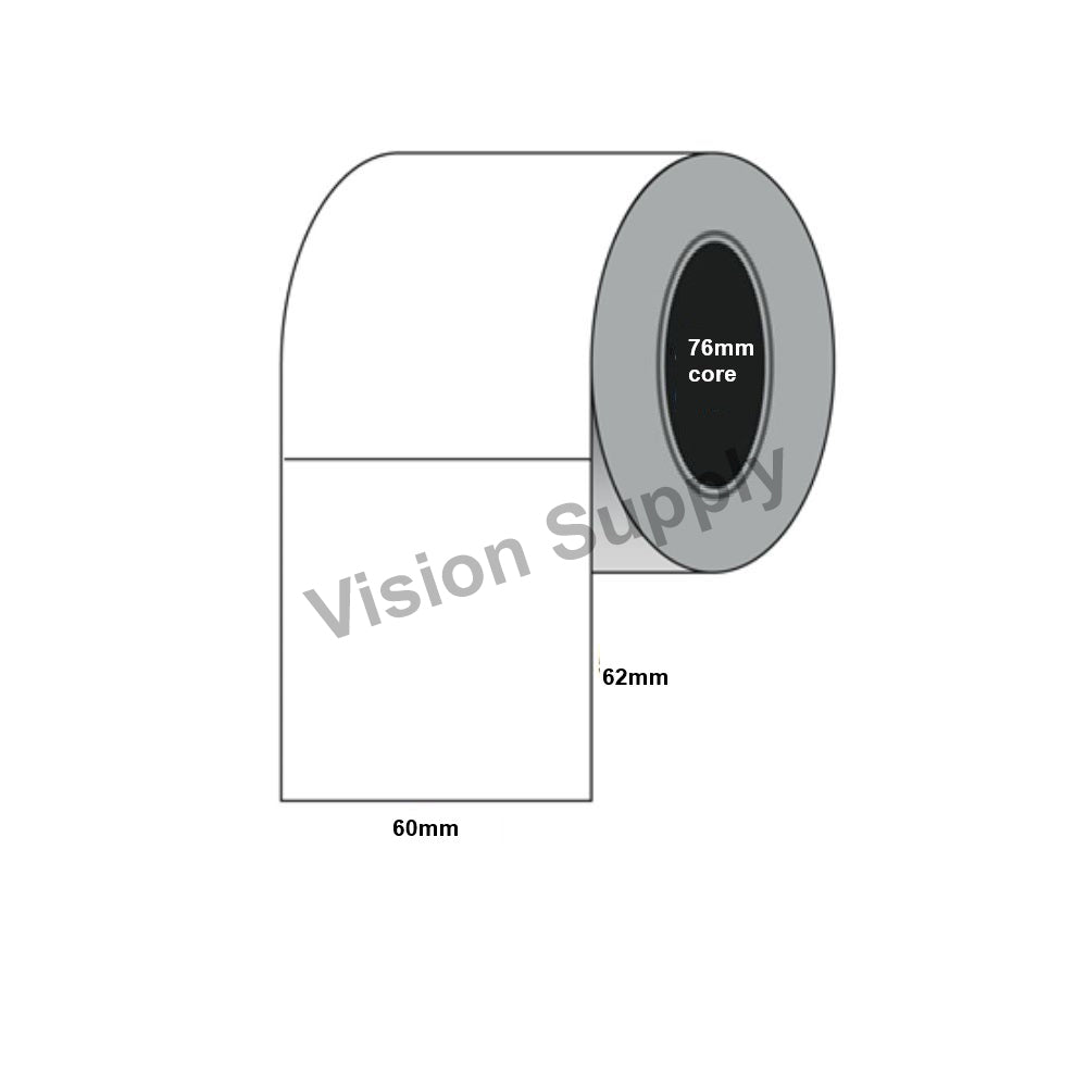 60x62mm Direct thermal, white blank, 2000 per roll (5 roll/ctn)