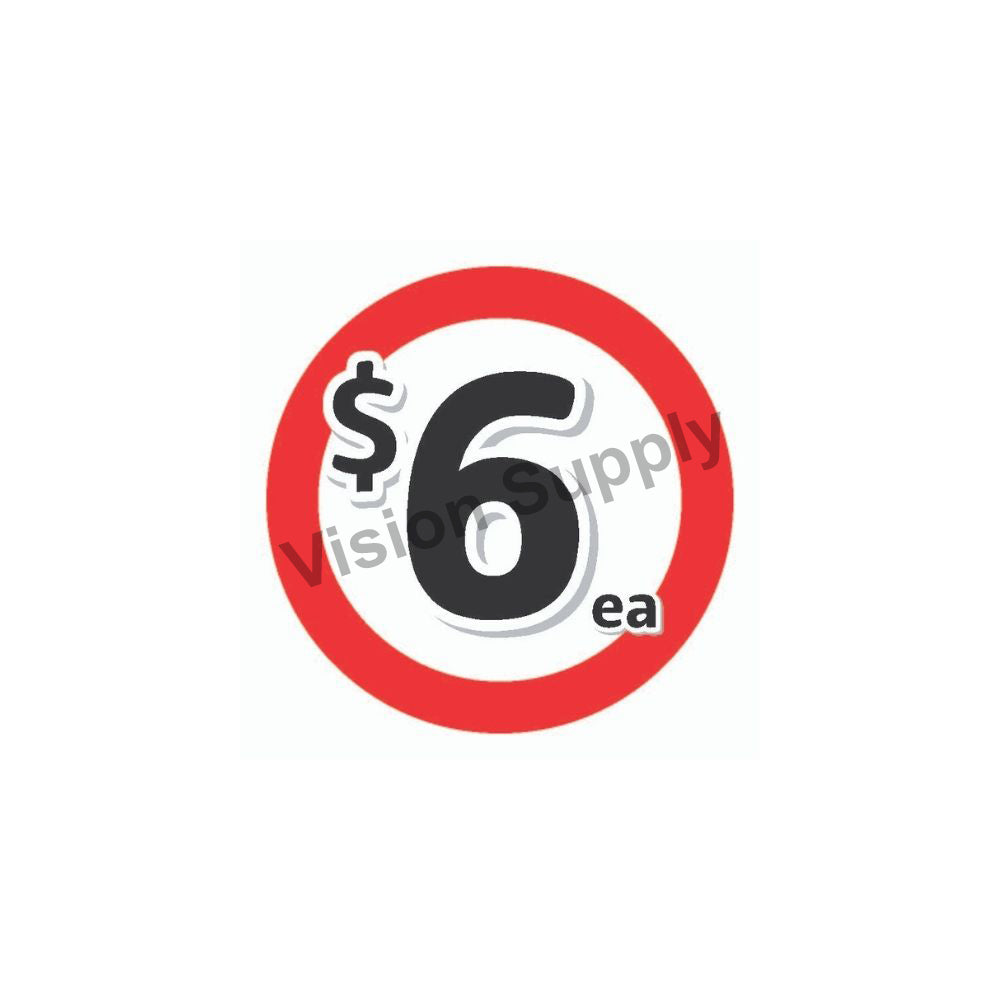 $6 Price Label, 500 per roll