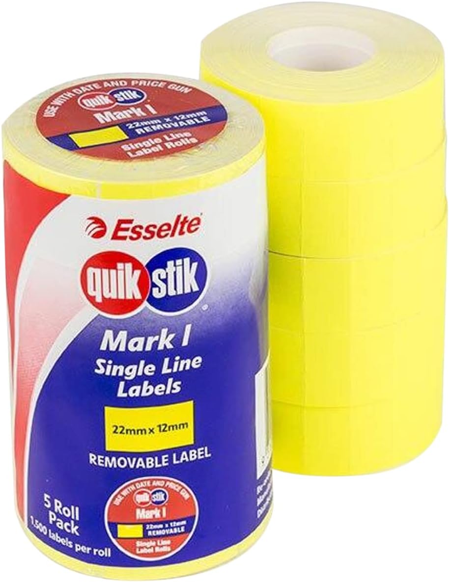 22x12mm, Date label Mark I Yellow, 1500 per roll, 5rolls/box