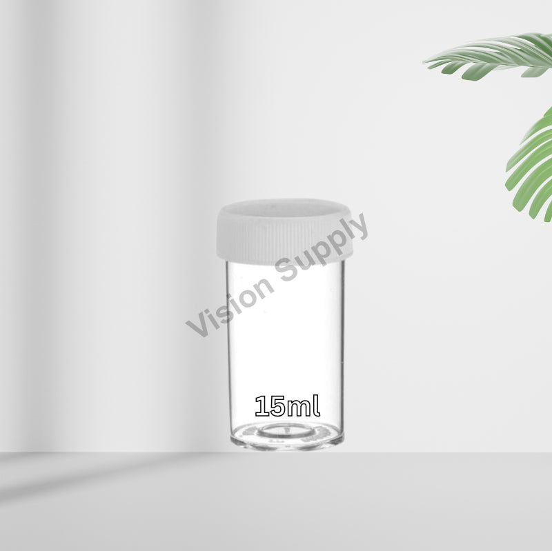 Clear Plastic Pharmacy Phials 15ML - 50pcs Bulk Pack — Vision Supply ...