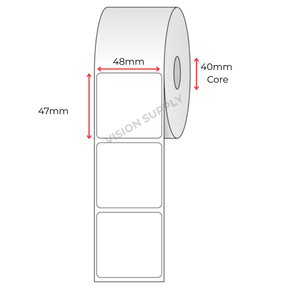 48x47mm Direct Thermal, 700 per roll, 40 core (30 roll/ctn)