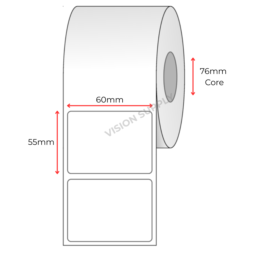60x55mm Scale label Direct thermal, 2500 per roll x 8 rolls, 76 core